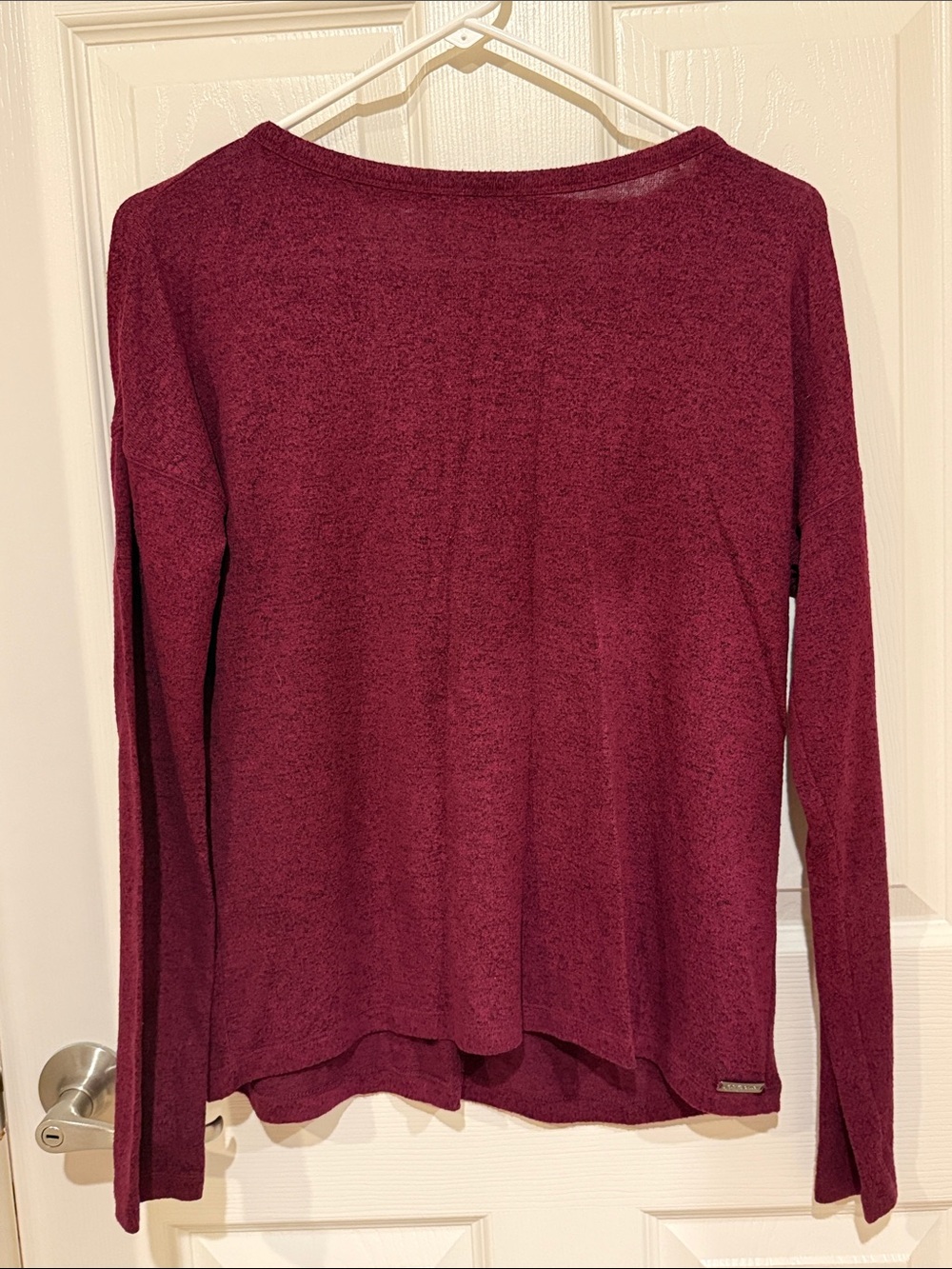 Betsey Johnson Scoop Neck Long-Sleeve Top - Burgundy